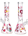 Heart Loving Cute Kitty Beaker Bong - Front and Side View Comparison
