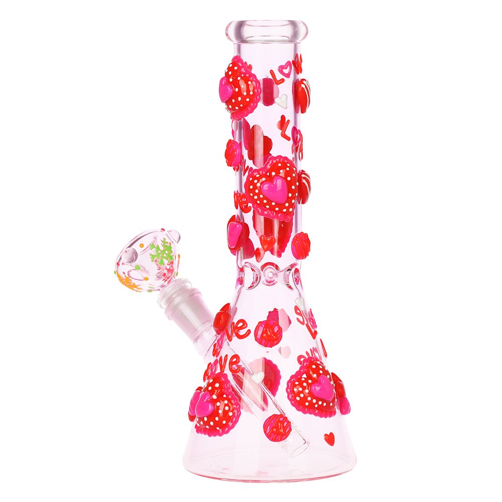 Hearts Glow-in-the-Dark Beaker Bong - Back View