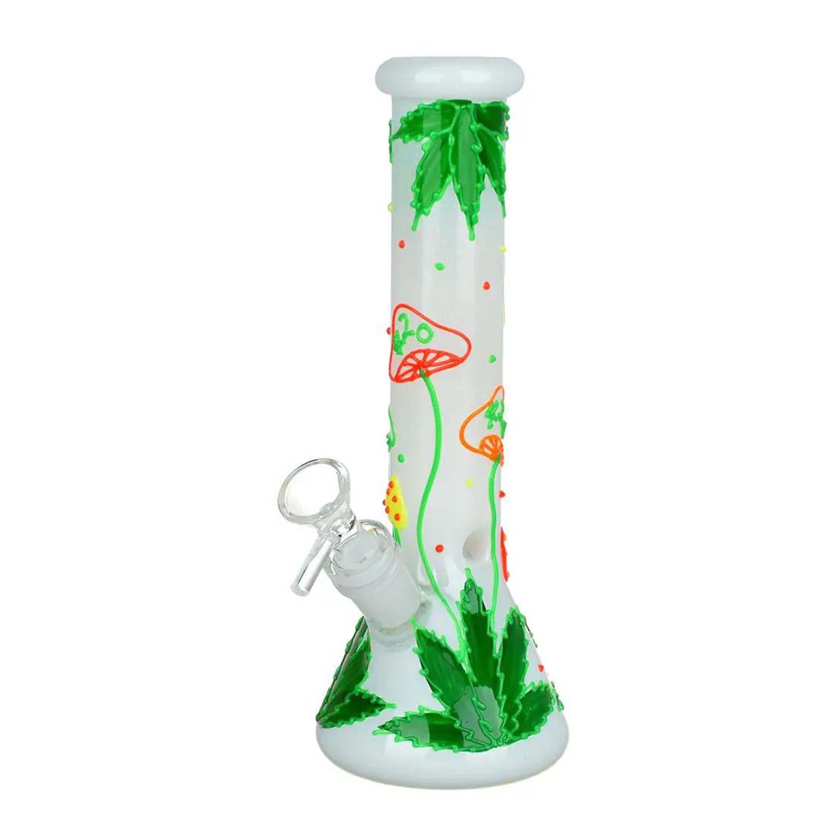 Hemp Leaf & Shrooms Glow In The Dark Bong