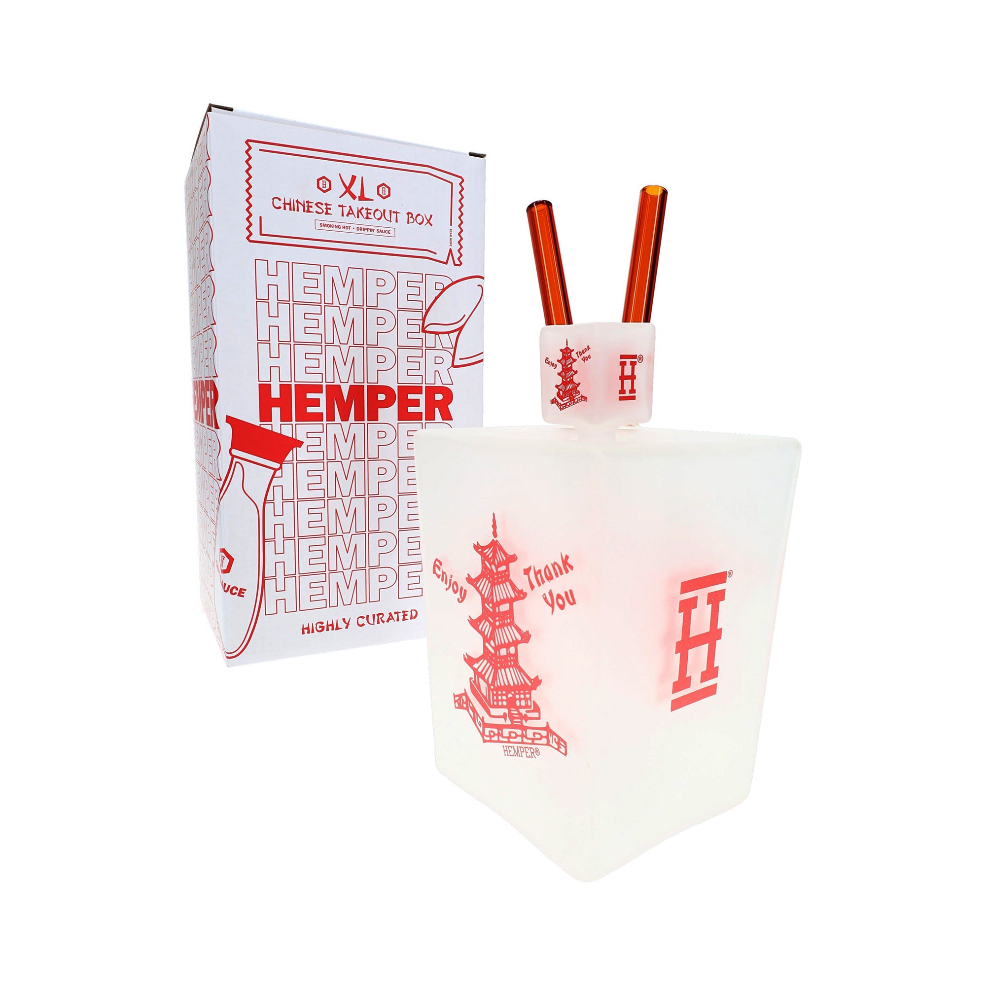 Hemper 9″ Chinese Takeout Box XL Bong Showerhead Perc -INHALCO