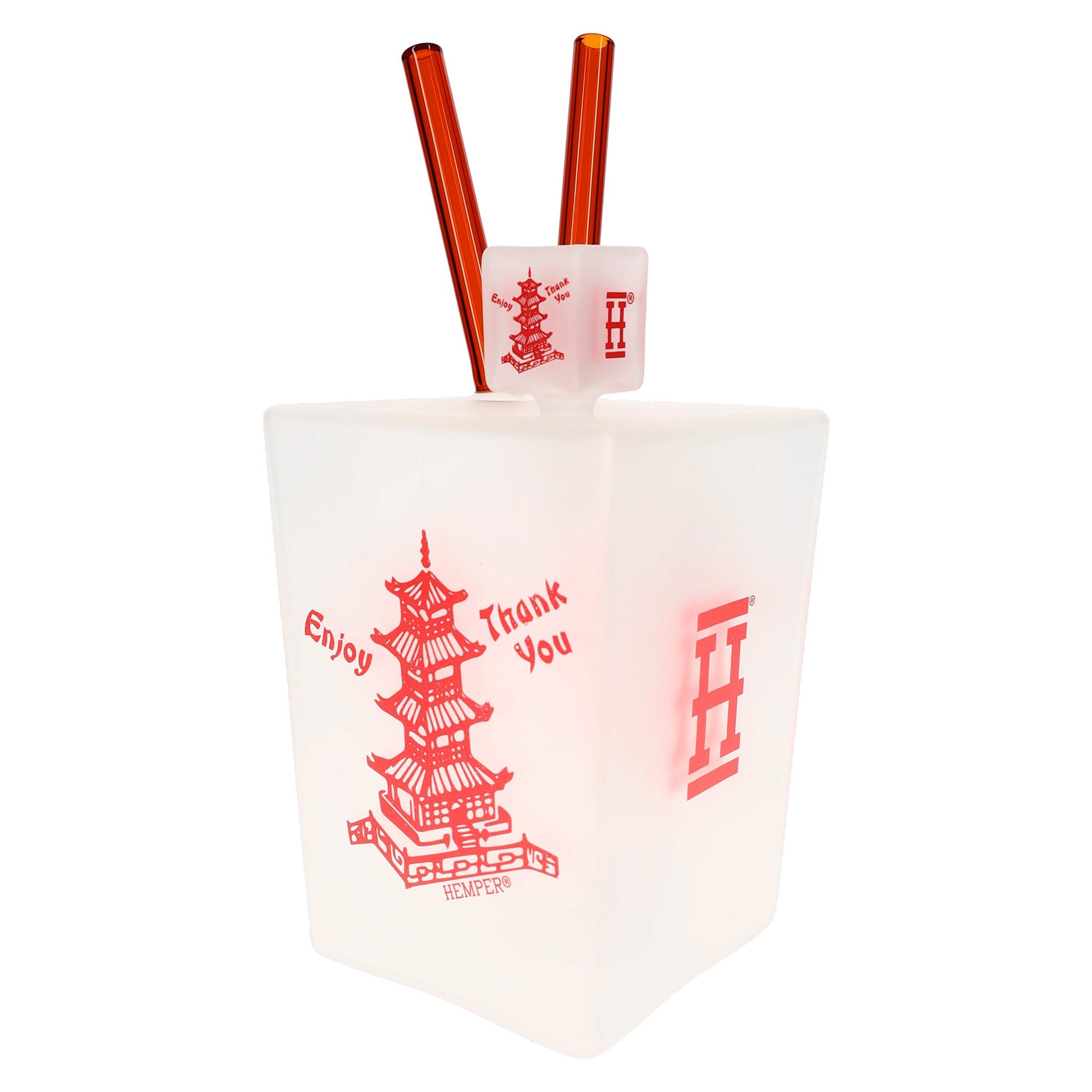 Hemper 9″ Chinese Takeout Box XL Bong Showerhead Perc -INHALCO