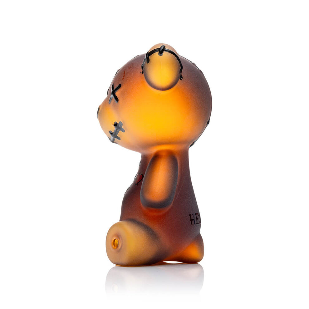 Hemper Scare Bear glass hand pipe right side view