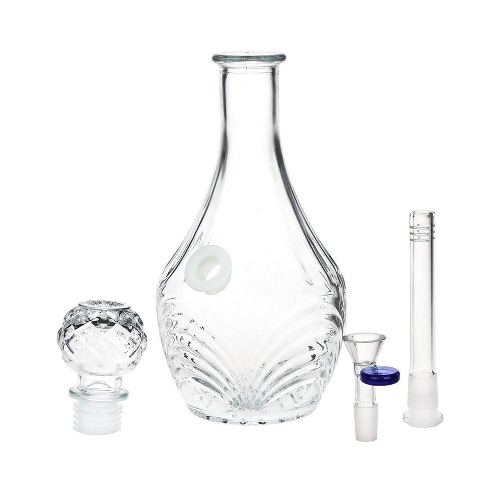 All parts of the High Stripe Vintage Decanter Water Pipe including bowl and components