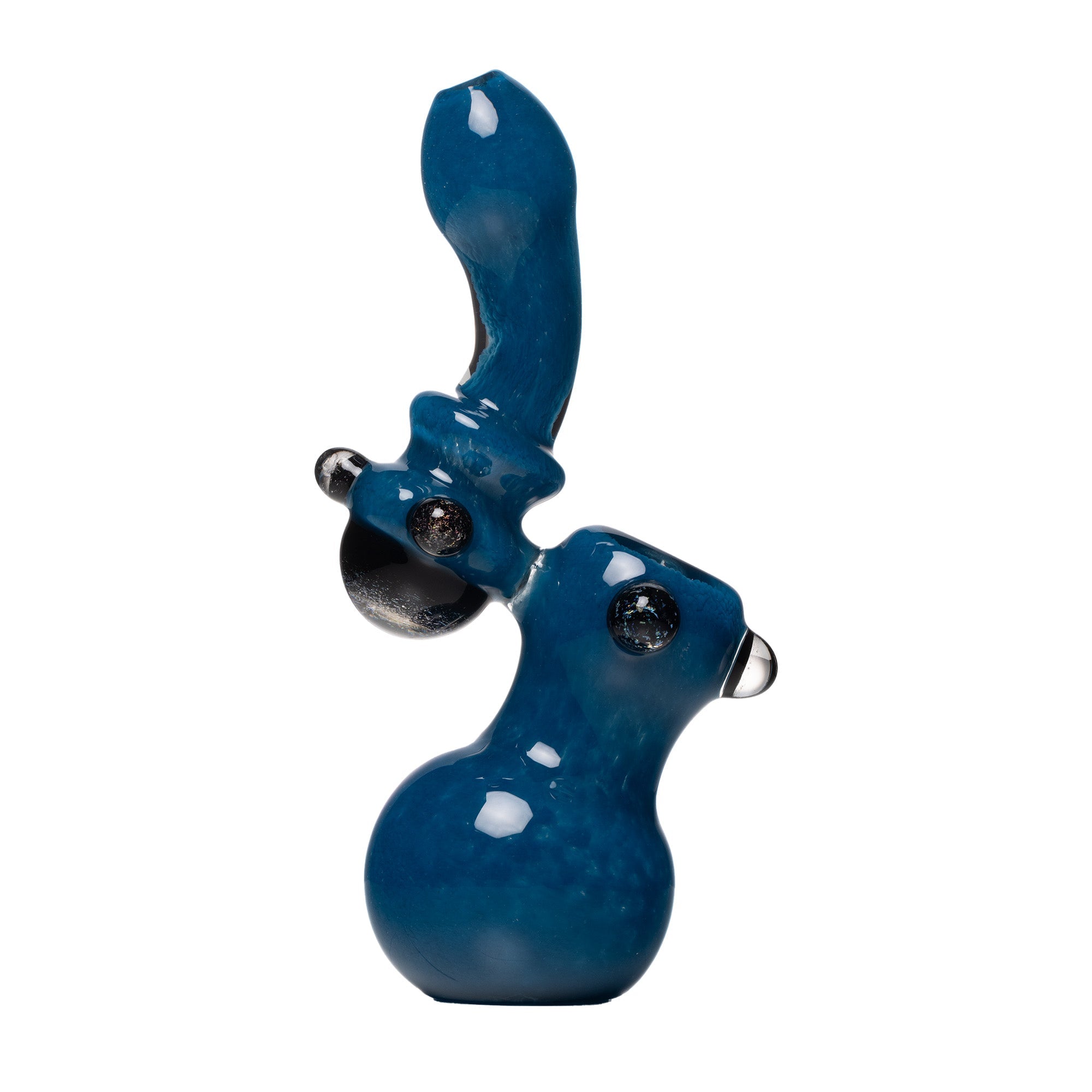 Side view of Dark blue Human Grade Sherlock Bubbler Pipe