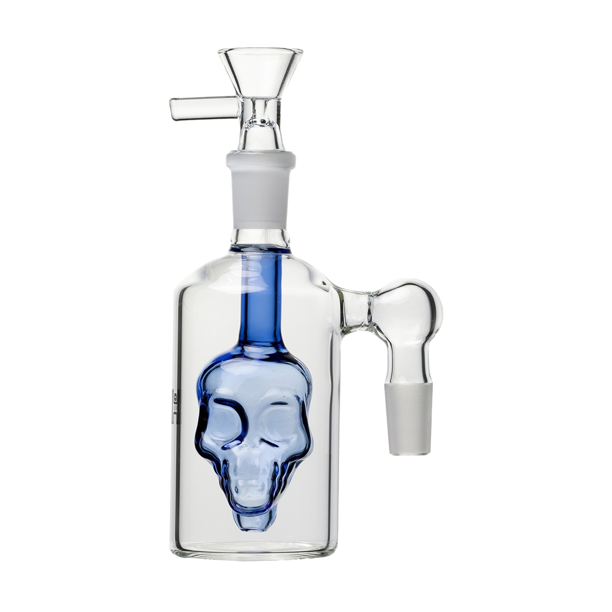 Human Grade Skull Ash Catcher, Light Blue, 90° joint