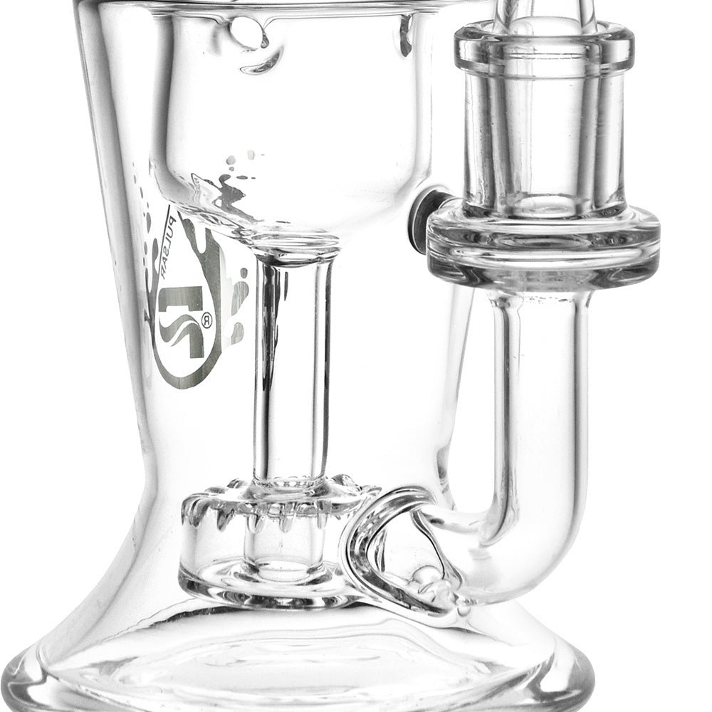 Close-up of circular perc inside Incycler Dab Rig showing smooth filtration design