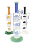 Jelly Stack Triple Tree Perc Glass Bong 13"