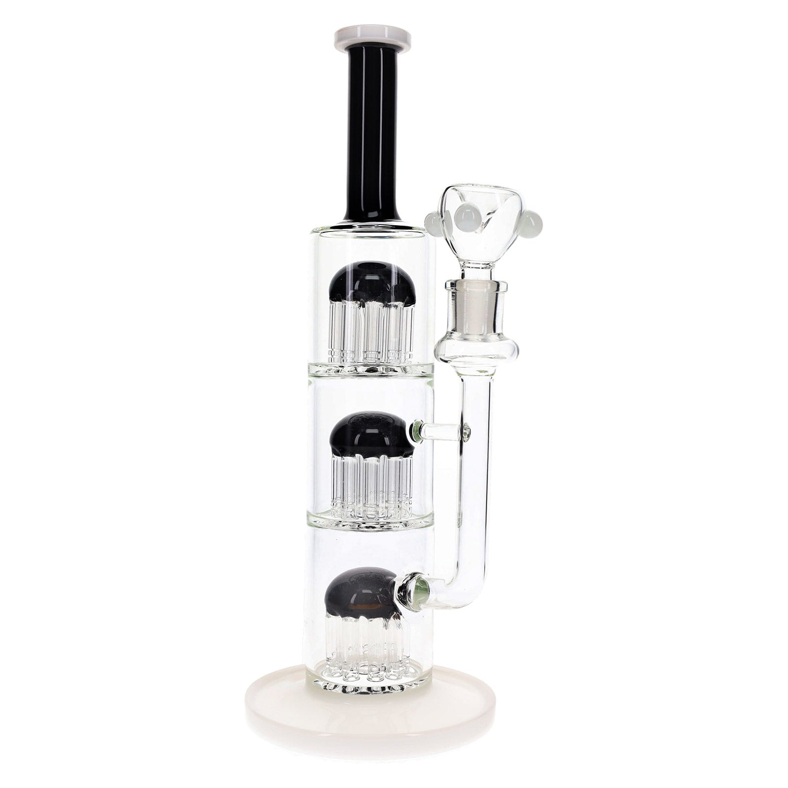 Jelly Stack Triple Tree Perc Glass Bong 13" in black