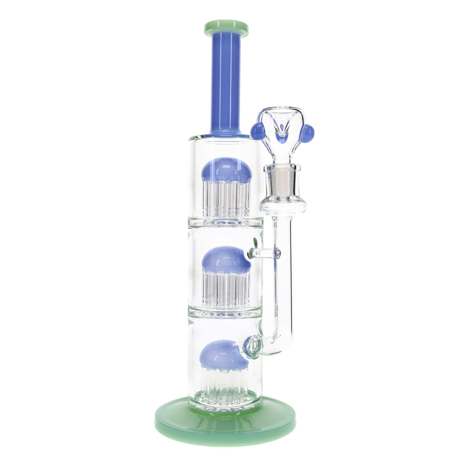Jelly Stack Triple Tree Perc Glass Bong 13" - inhalco