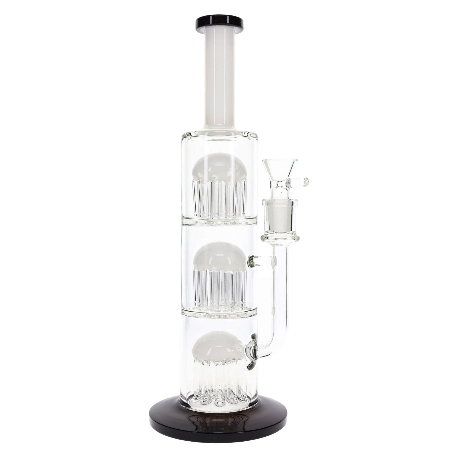 Jelly Stack Triple Tree Perc Glass Bong 13" in white &amp; black