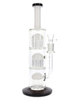 Jelly Stack Triple Tree Perc Glass Bong 13" in white & black
