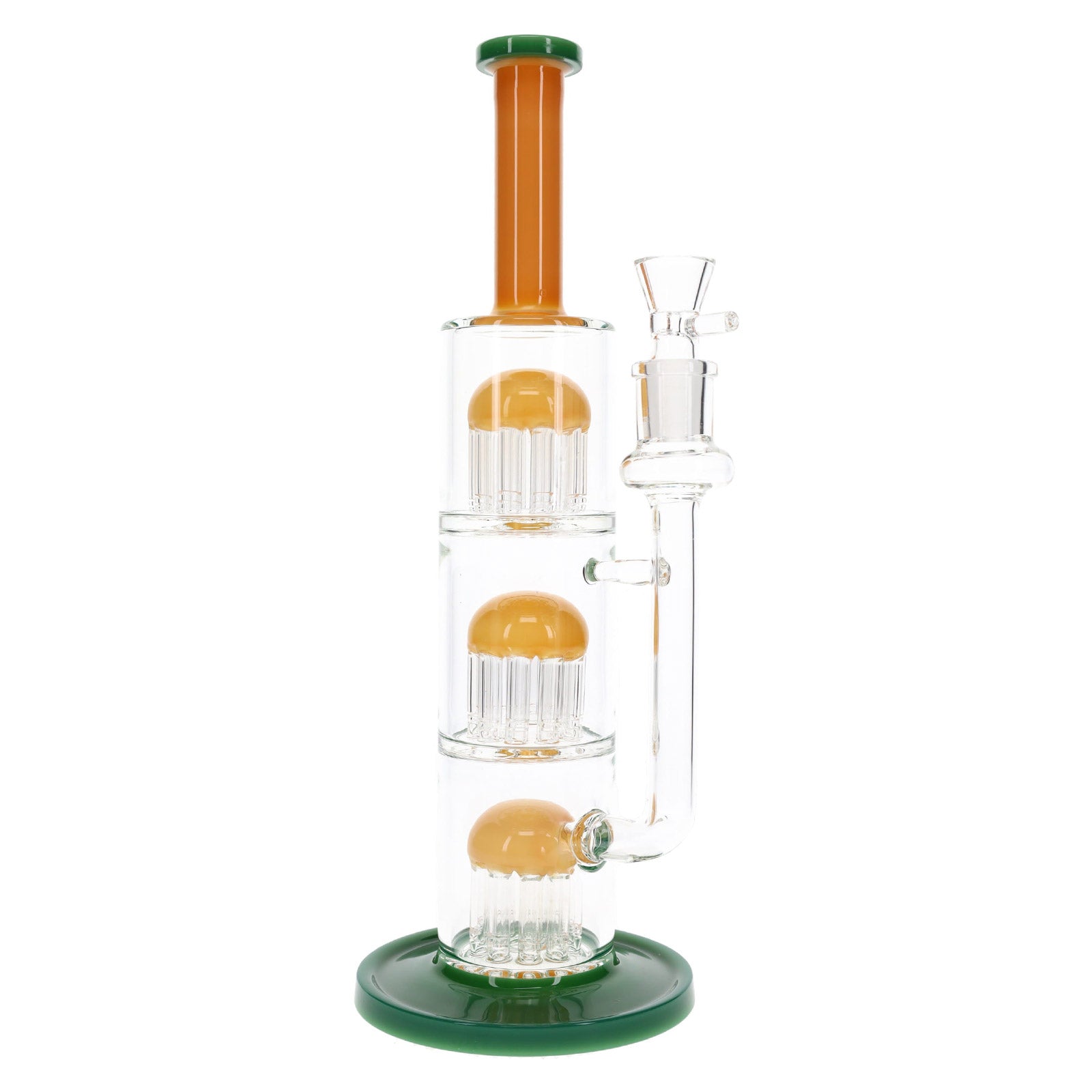 Jelly Stack Triple Tree Perc Glass Bong 13" in yellow