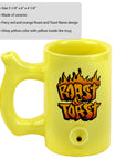 YELLOW ROAST & TOAST PIPE MUG WITH FLAME DESIGN