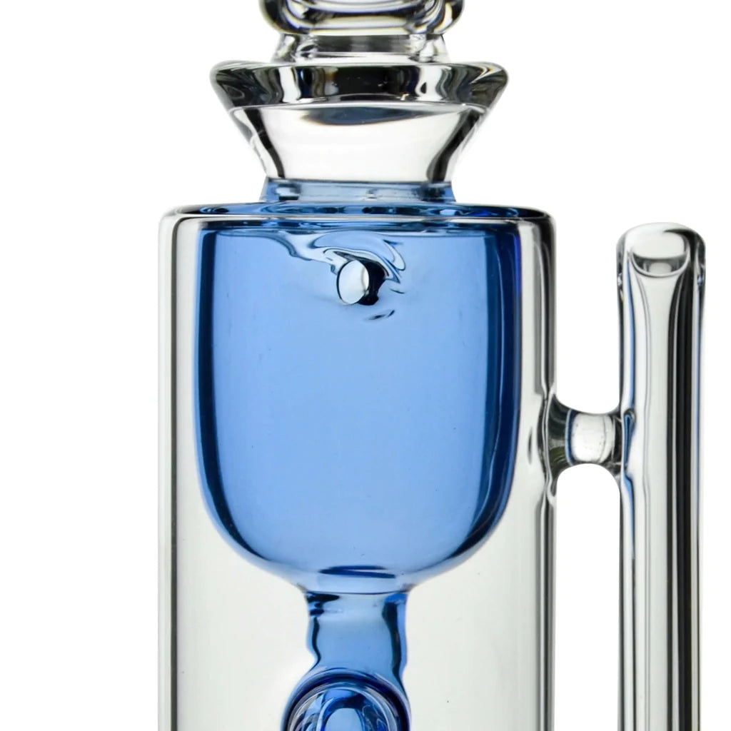 Klein Recycler Peak Glass Transparent Blue Chamber on white background