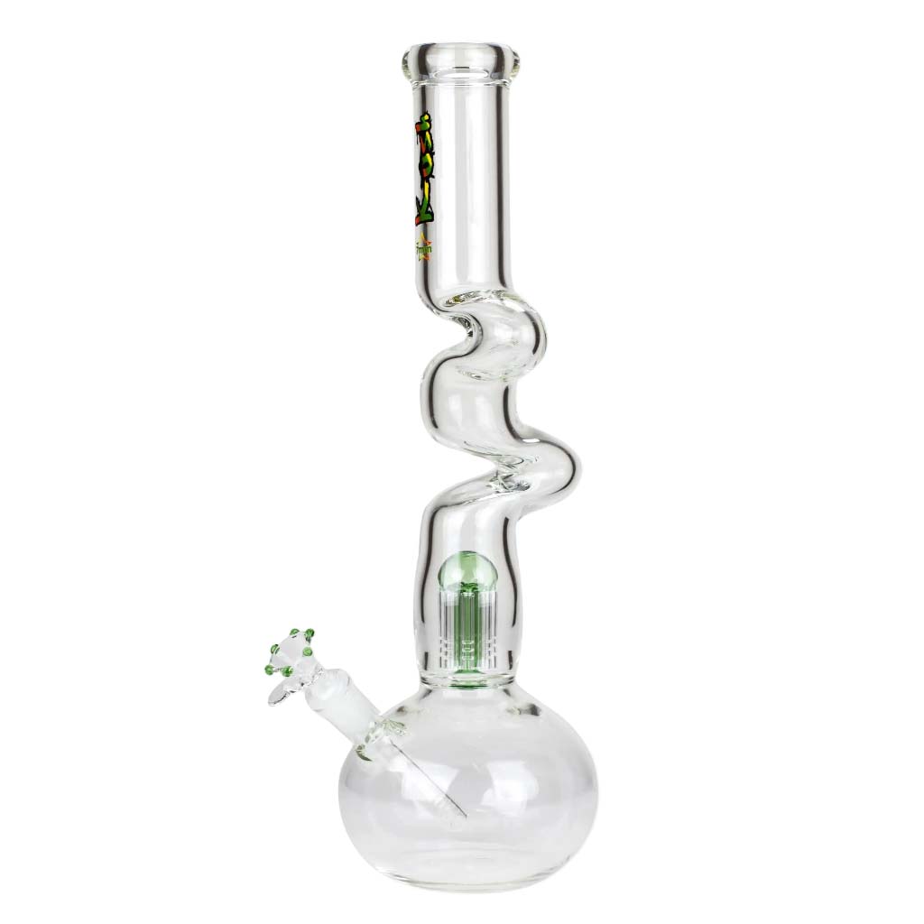 Kush 17" Zig-Zag Rasta 420 Glass Bong