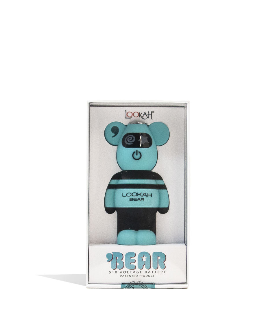 Lookah Bear Cartridge Vaporizer in Cyan with Packaging