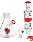 Love Heart Beat Glycerin Beaker Water Pipe – All Parts View