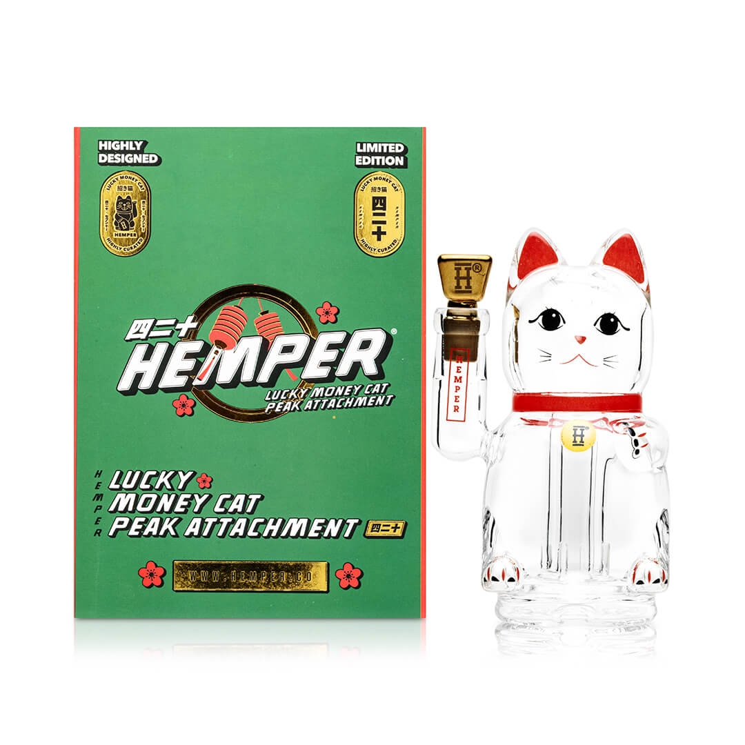 Packaging of Lucky Money Cat Puffco Peak Replacement Glass