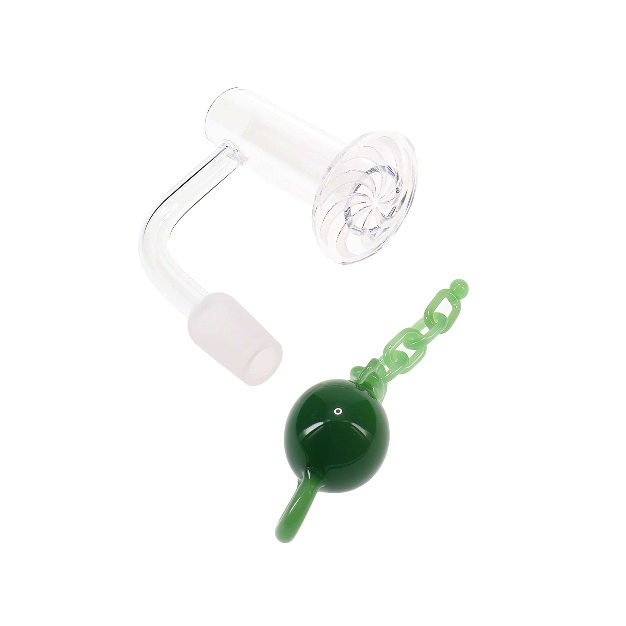 Male Quartz Domeless Terp Slurper Banger with Ball &amp; Chain Beads – Light Green