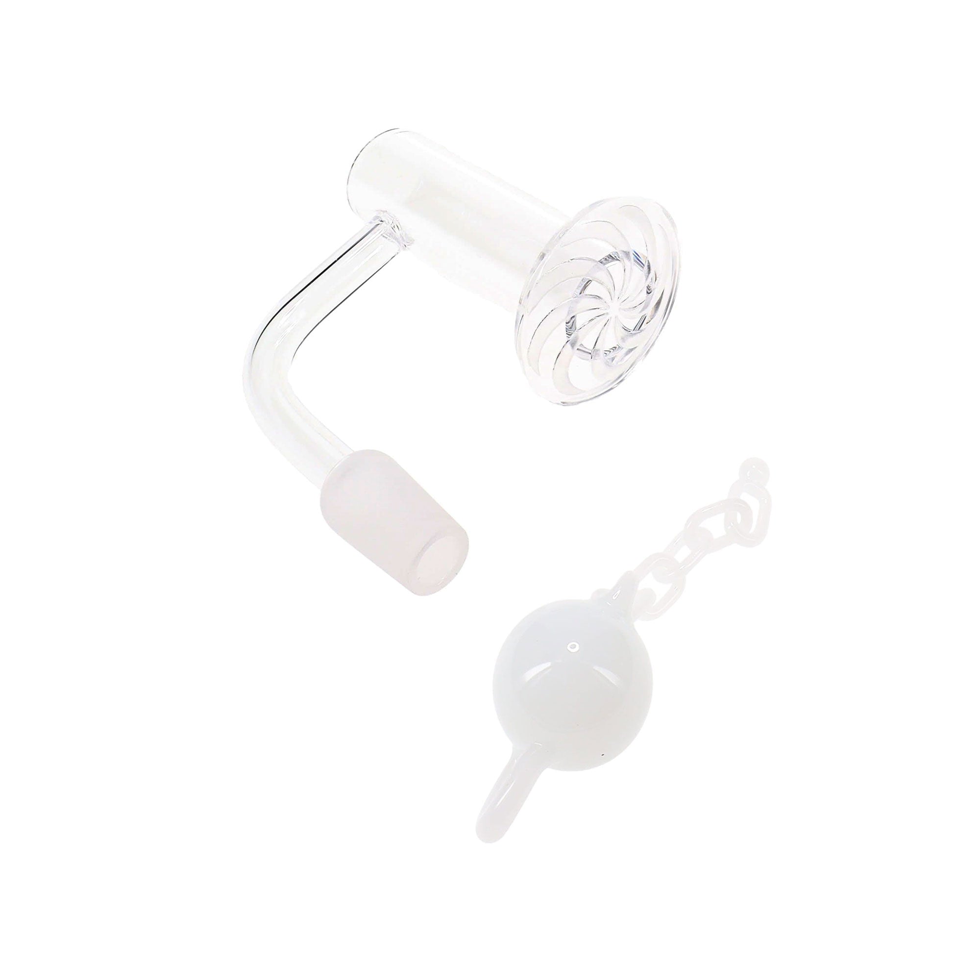 Male Quartz Domeless Terp Slurper Banger with Ball &amp; Chain Beads – White
