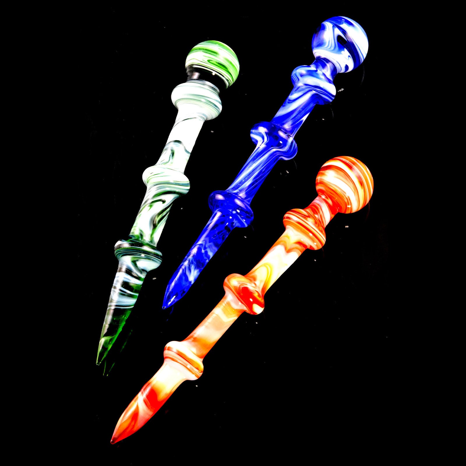 Marble Swirl Wax Tool for Dabs on black background