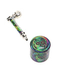 Metal Pipe & 4-Part Metal Grinder Gift Set Leaf Sugar Skull