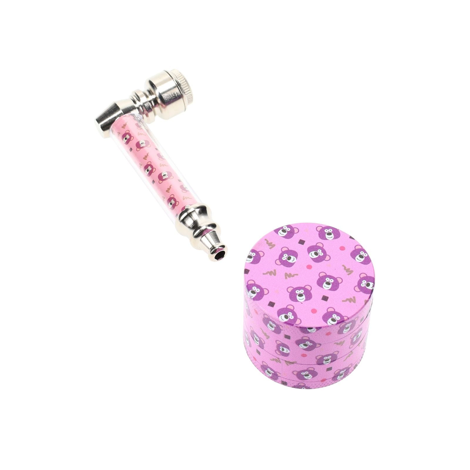 Metal Pipe &amp; 4-Part Metal Grinder Gift Set Purple Bear 
