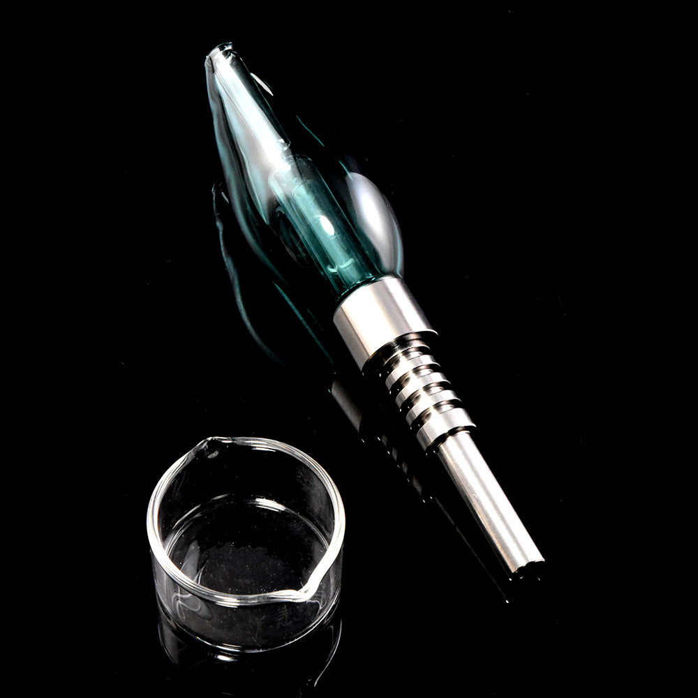 Mini Capsule teal glass bubble chamber dab straw for portable dabbing