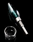 Mini Capsule teal glass bubble chamber dab straw for portable dabbing