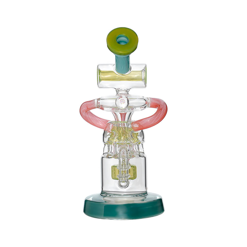 Front view of Multi-Chamber Recycler Glass Dab Rig
