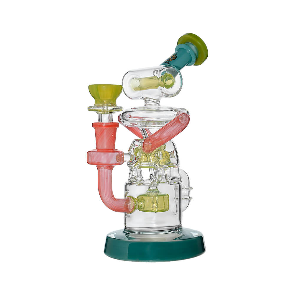 Lime Candy Multi-Chamber Recycler Glass Dab Rig