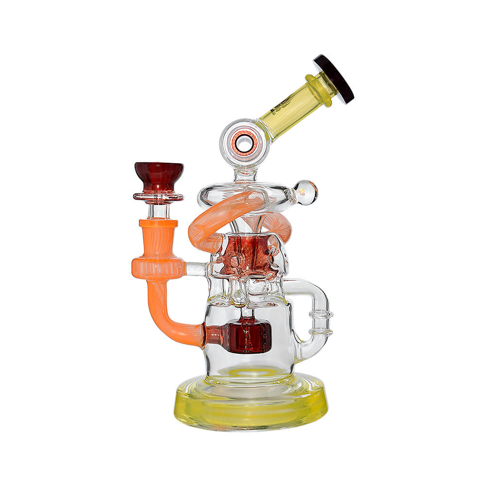 Red Multi-Chamber Recycler Glass Dab Rig