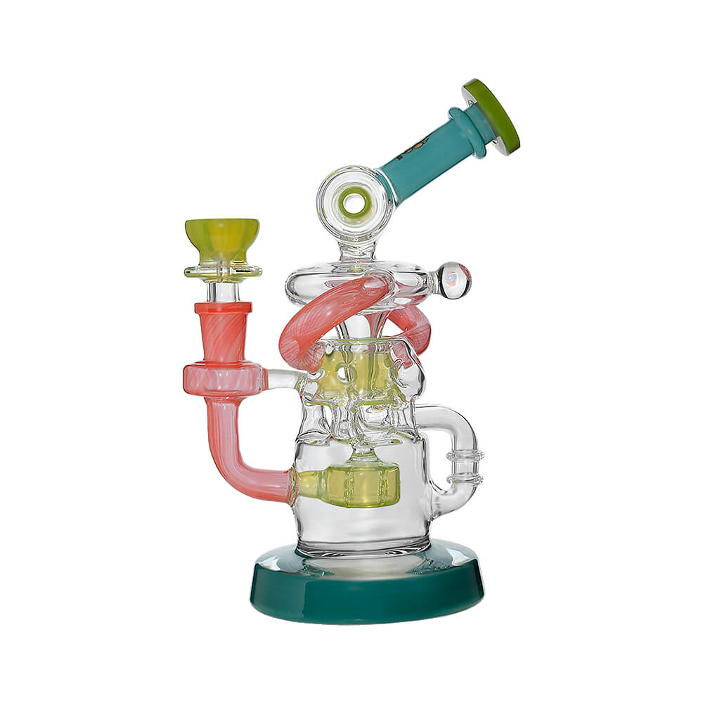 Right side view of Multi-Chamber Recycler Glass Dab Rig