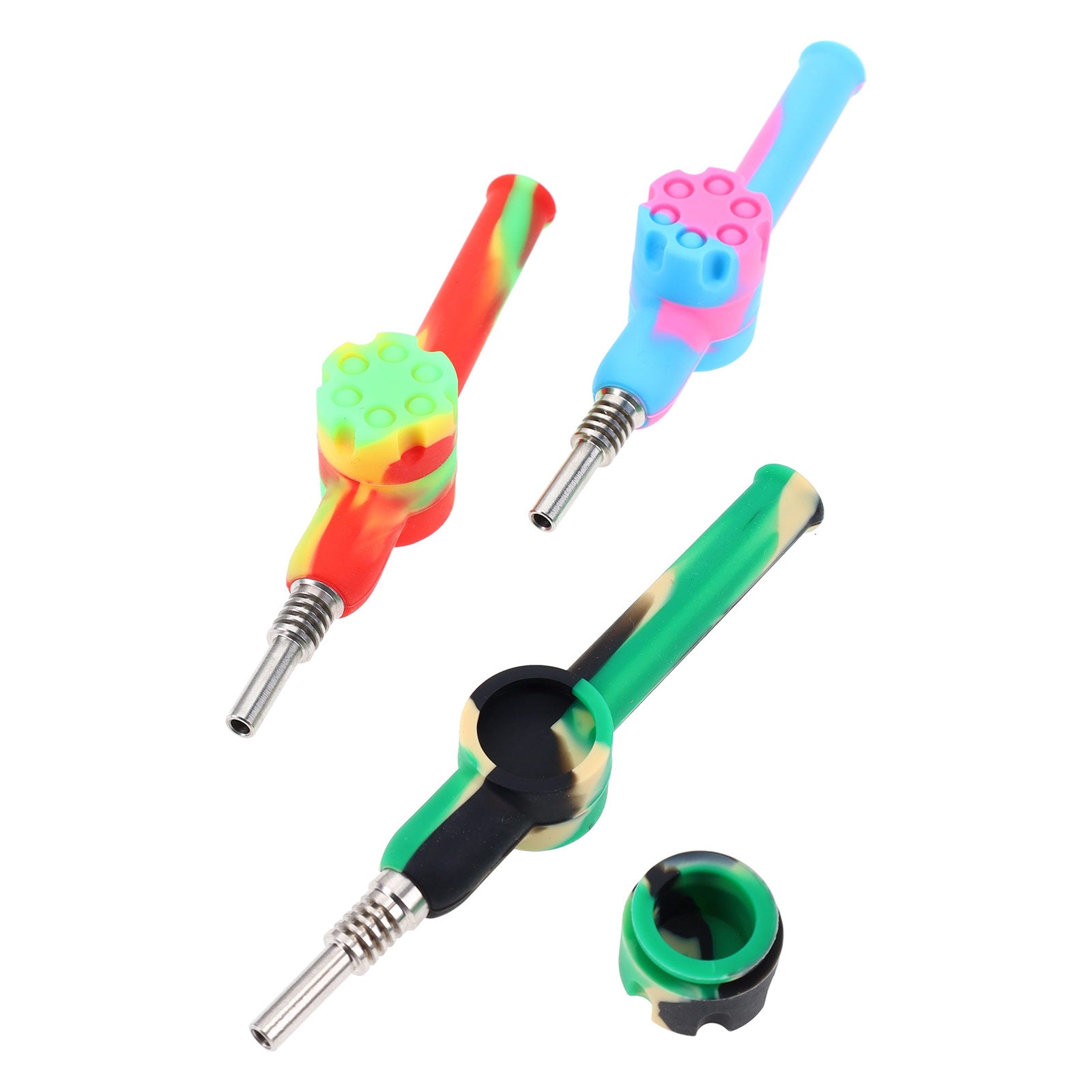 Multicolor Silicone Revolver Dab Straw - PILOTDIARY