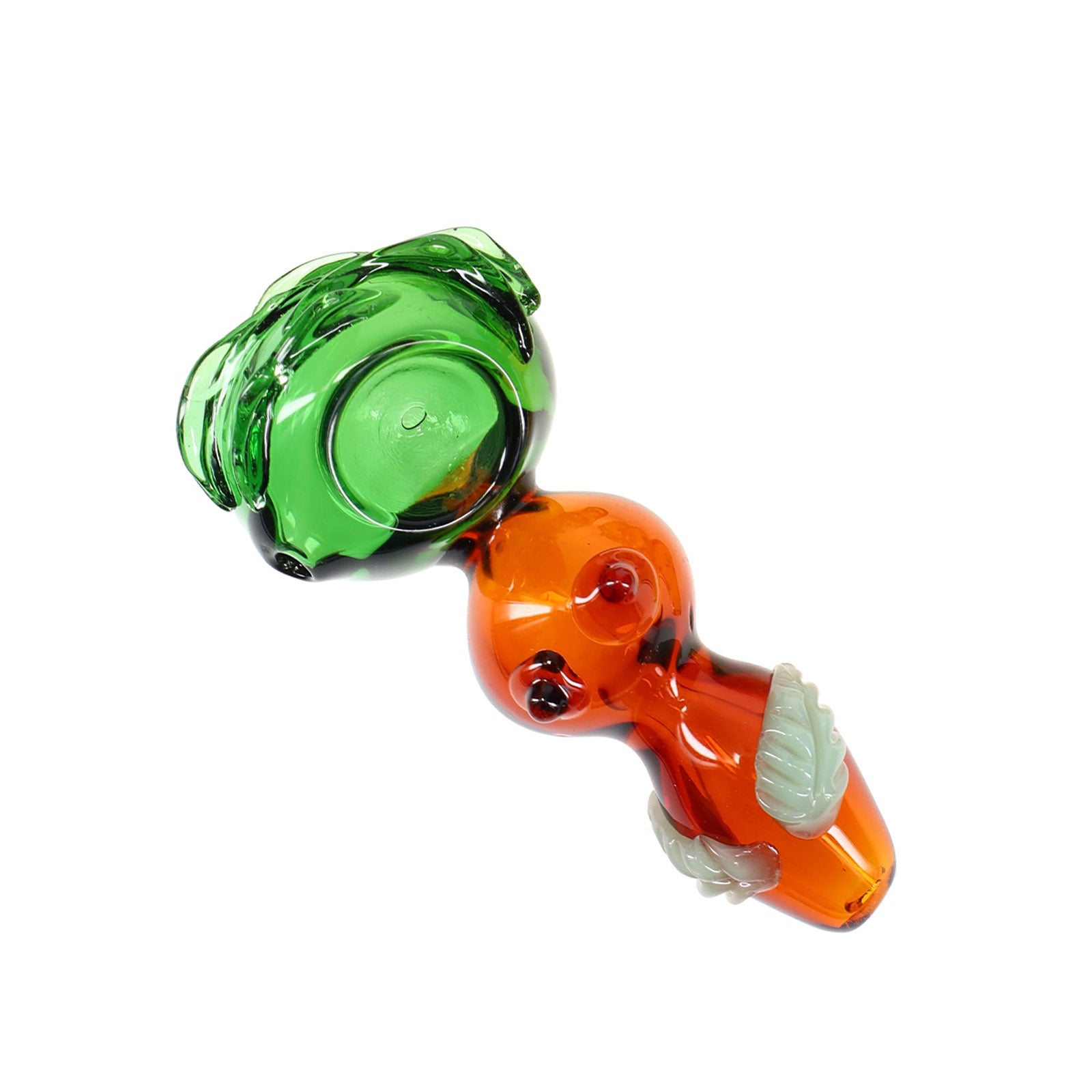 4.5" Multicolored Leaf Glass Hand Pipe in green