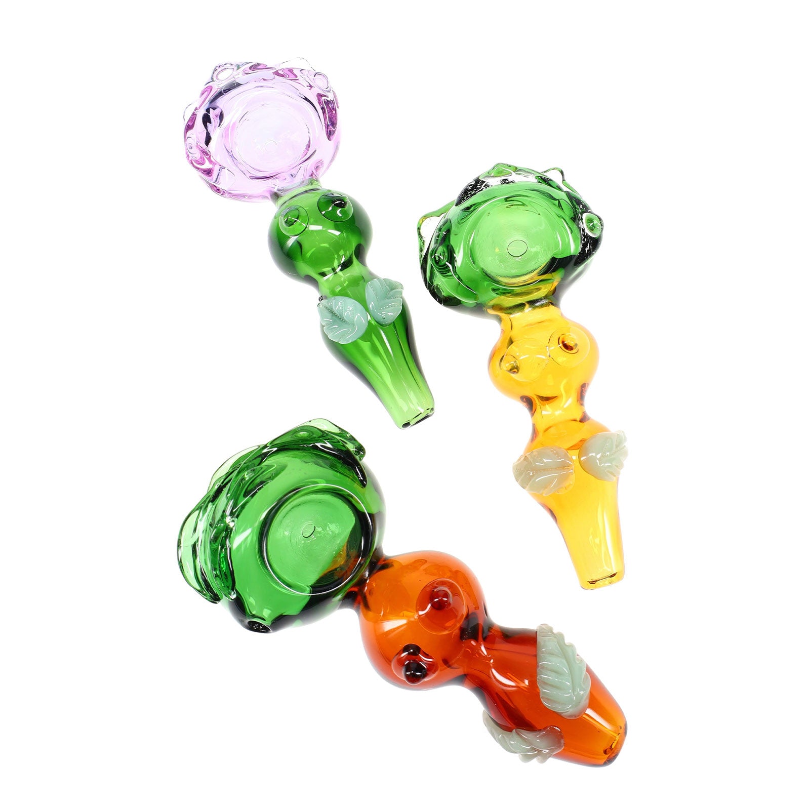 4.5" Multicolored Leaf Glass Hand Pipe