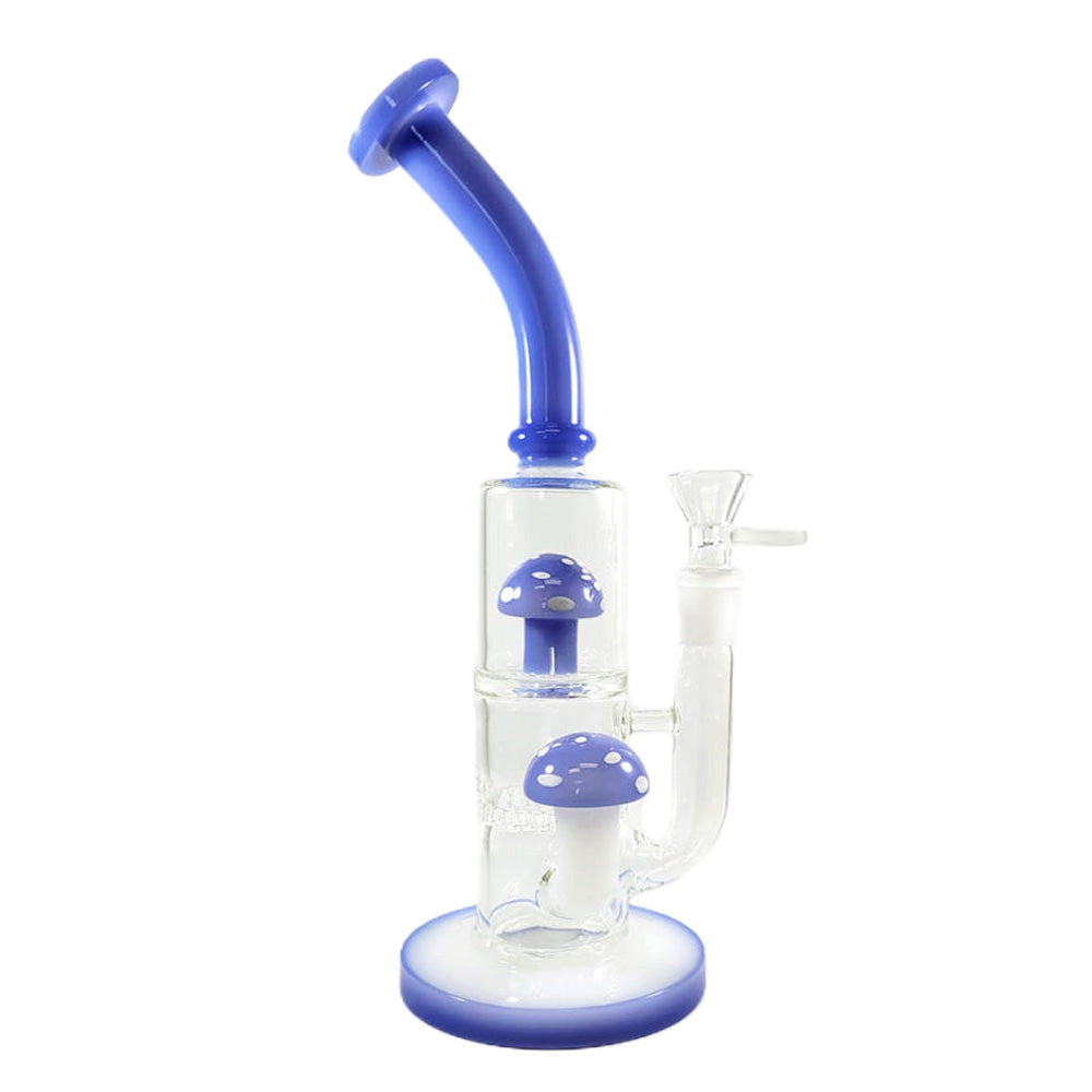 Jade Blue Mushroom Perc Bong with honeycomb disc and mushroom percolator