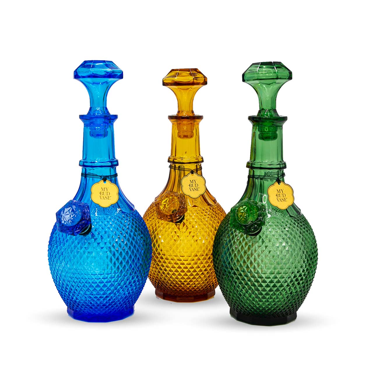 Jewel Glass Bong available in Sapphire, Topaz, and Emerald colors
