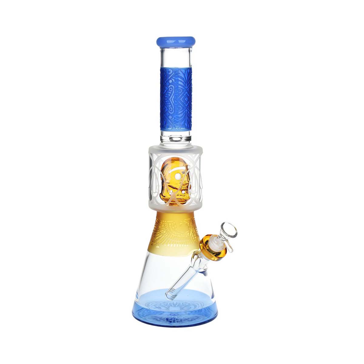 Nekhbet And Friend Etched Beaker Glass Water Pipe