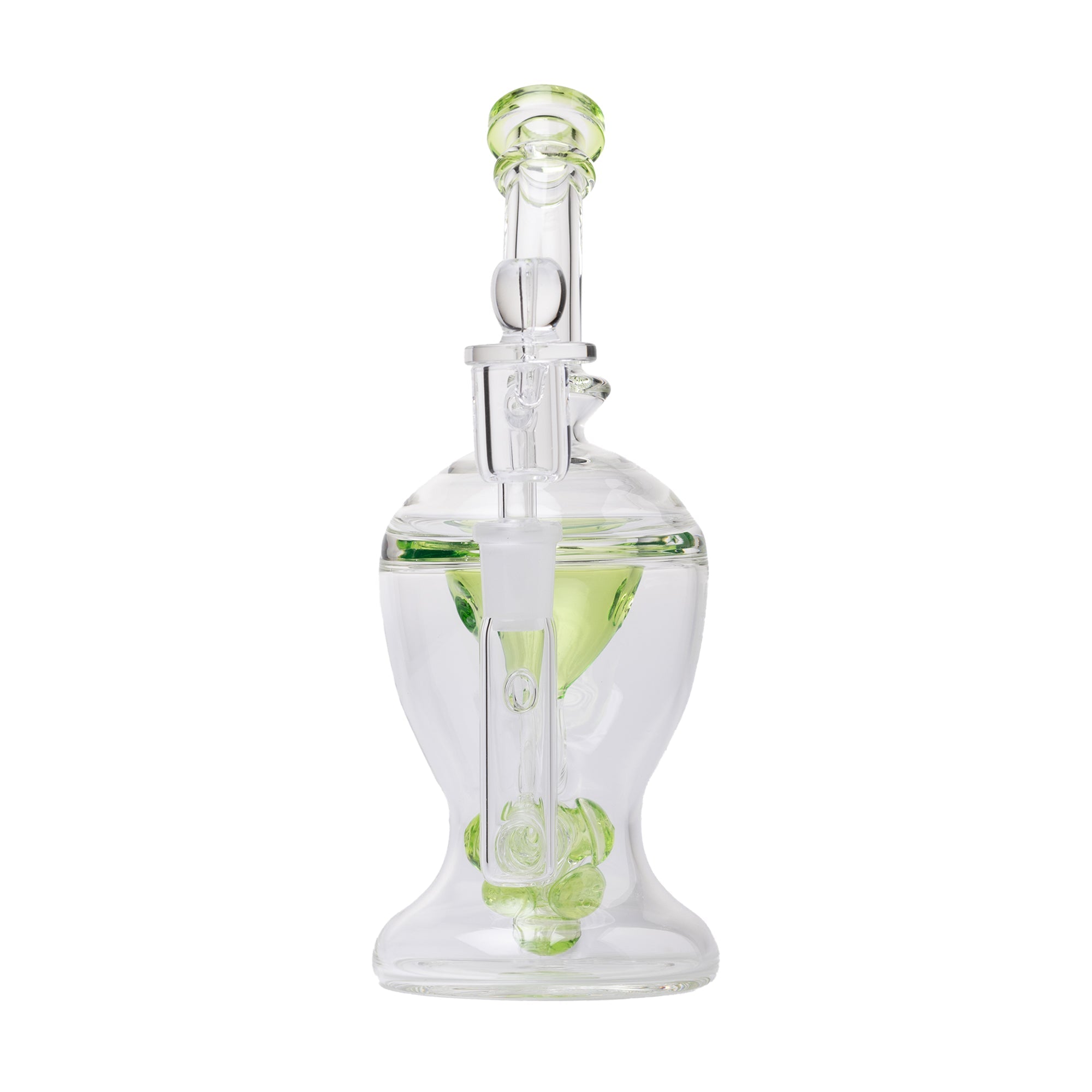 Back view of The Nuke Mushroom Cloud Perc Dab Rig in Matrix Green color