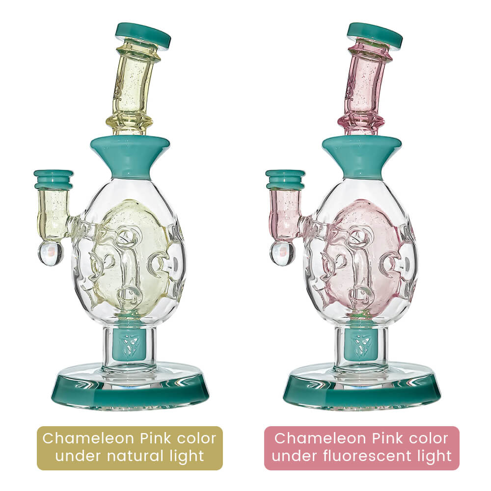 Oval Sphere Glass Dab Rig With Opal Triseed Perc Chameleon Pink Colorway