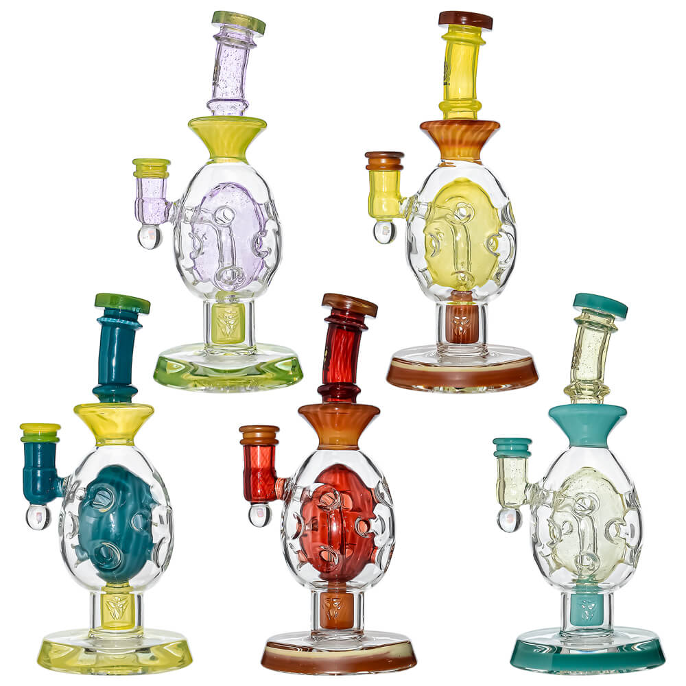 5 Pcs Oval Sphere Glass Dab Rigs With Opal Triseed Perc