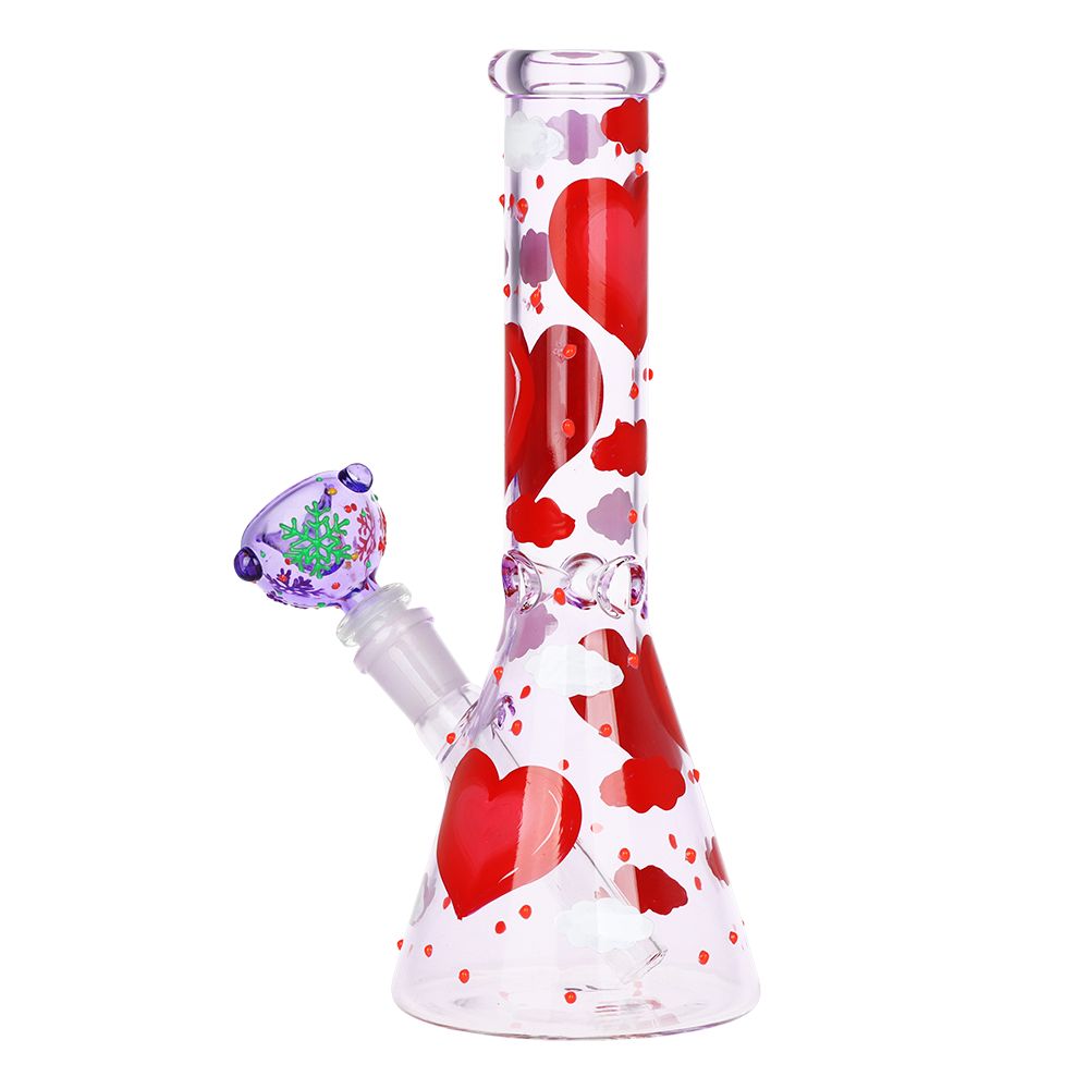 Back view of Pinky Hearts Glow Beaker Bong