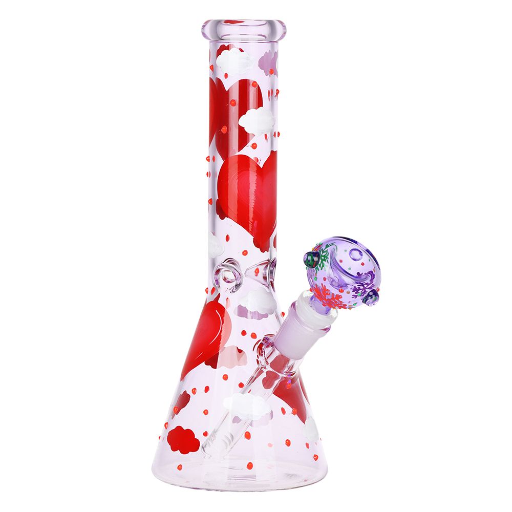 Pinky Hearts Glow Beaker Bong
