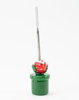 Piranha Plant Concentrate Tool front view, handcrafted borosilicate glass dabber with metal tip