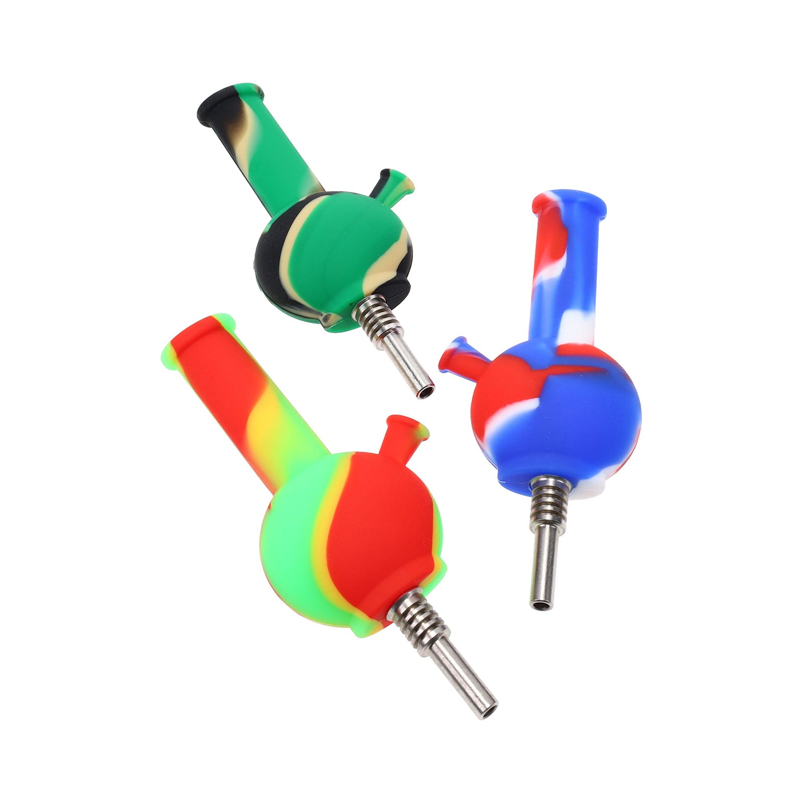 Pocket Hybrid Silicone Water Pipe &amp; Dab Straw multi-colors