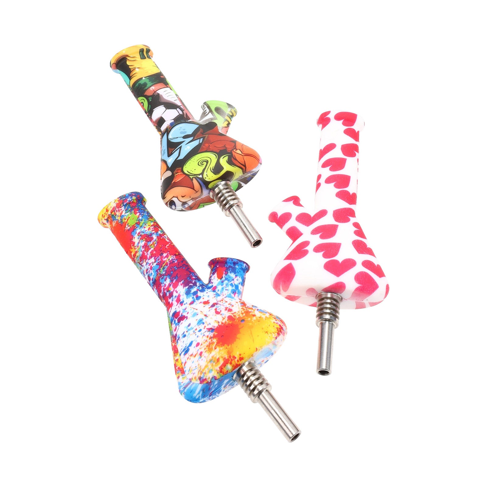 Pocket Hybrid Silicone Water Pipe & Dab Straw 4.5″ decal design