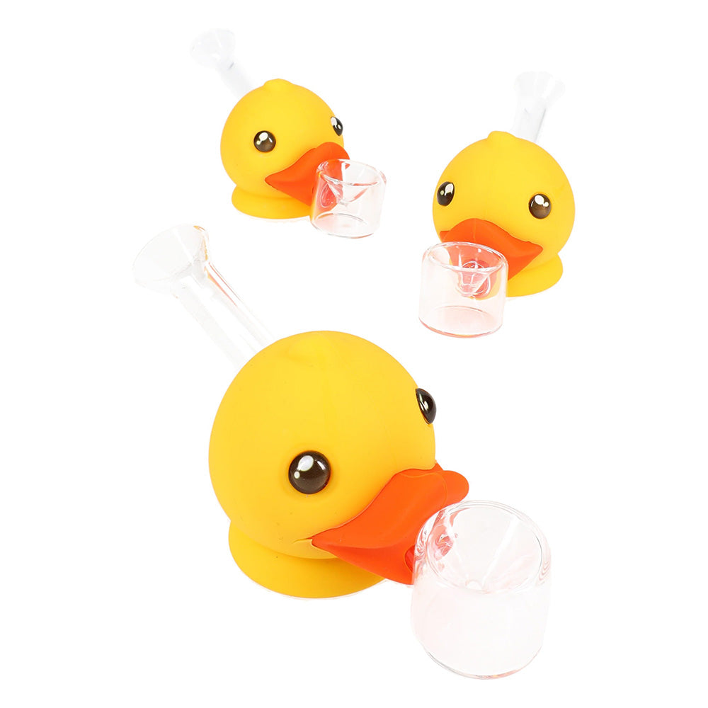 Pond Quacker Glass & Silicone Duck Hand Pipe