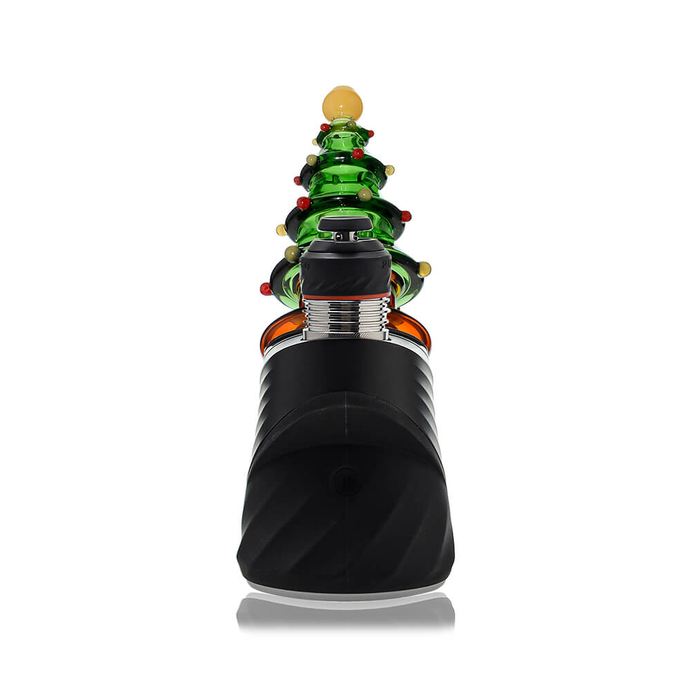 Puffco OG &amp; Peak Christmas Tree Glass Top Attachment installed on device, front view
