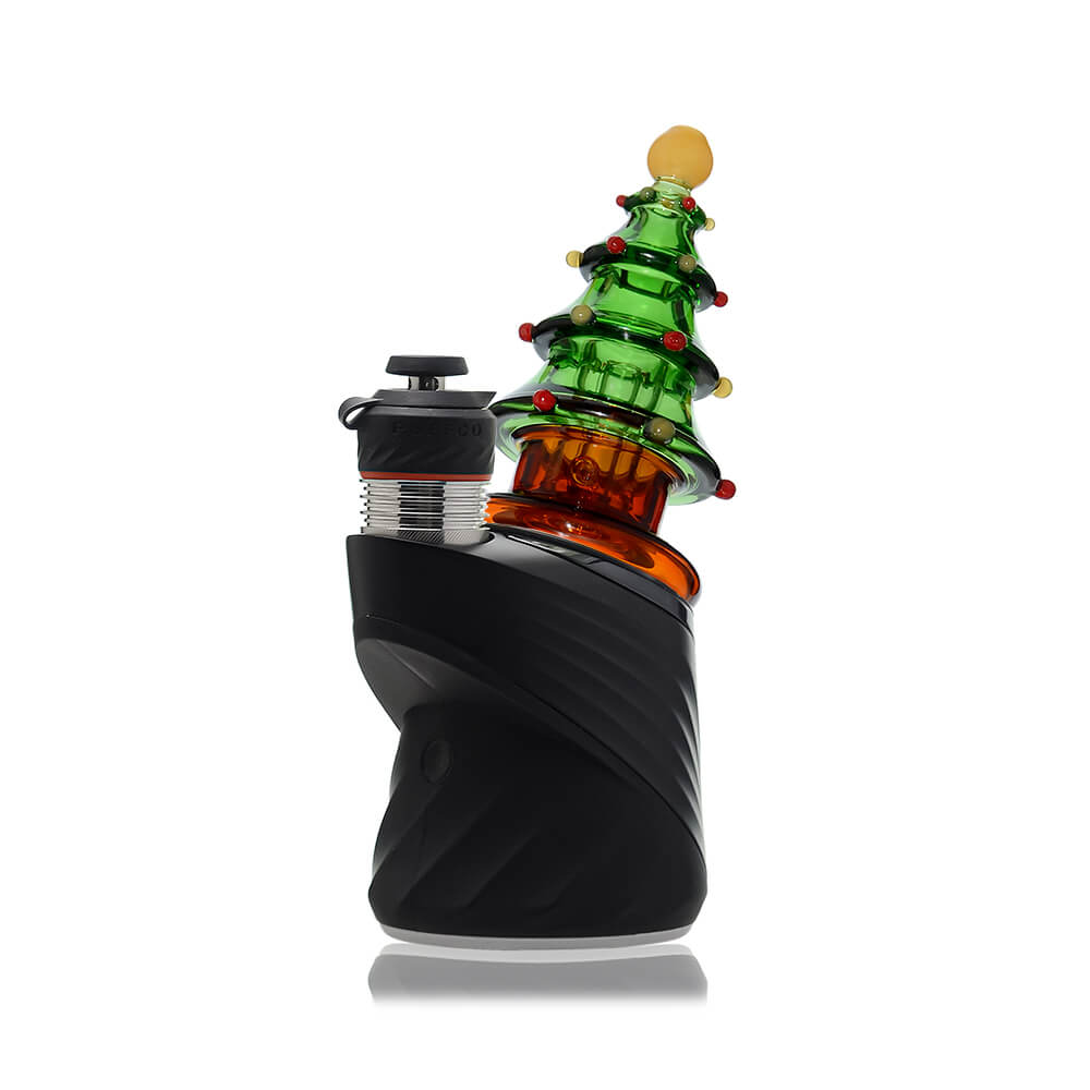 Side view of Christmas Tree Glass Top Attachment on Puffco OG &amp; Peak